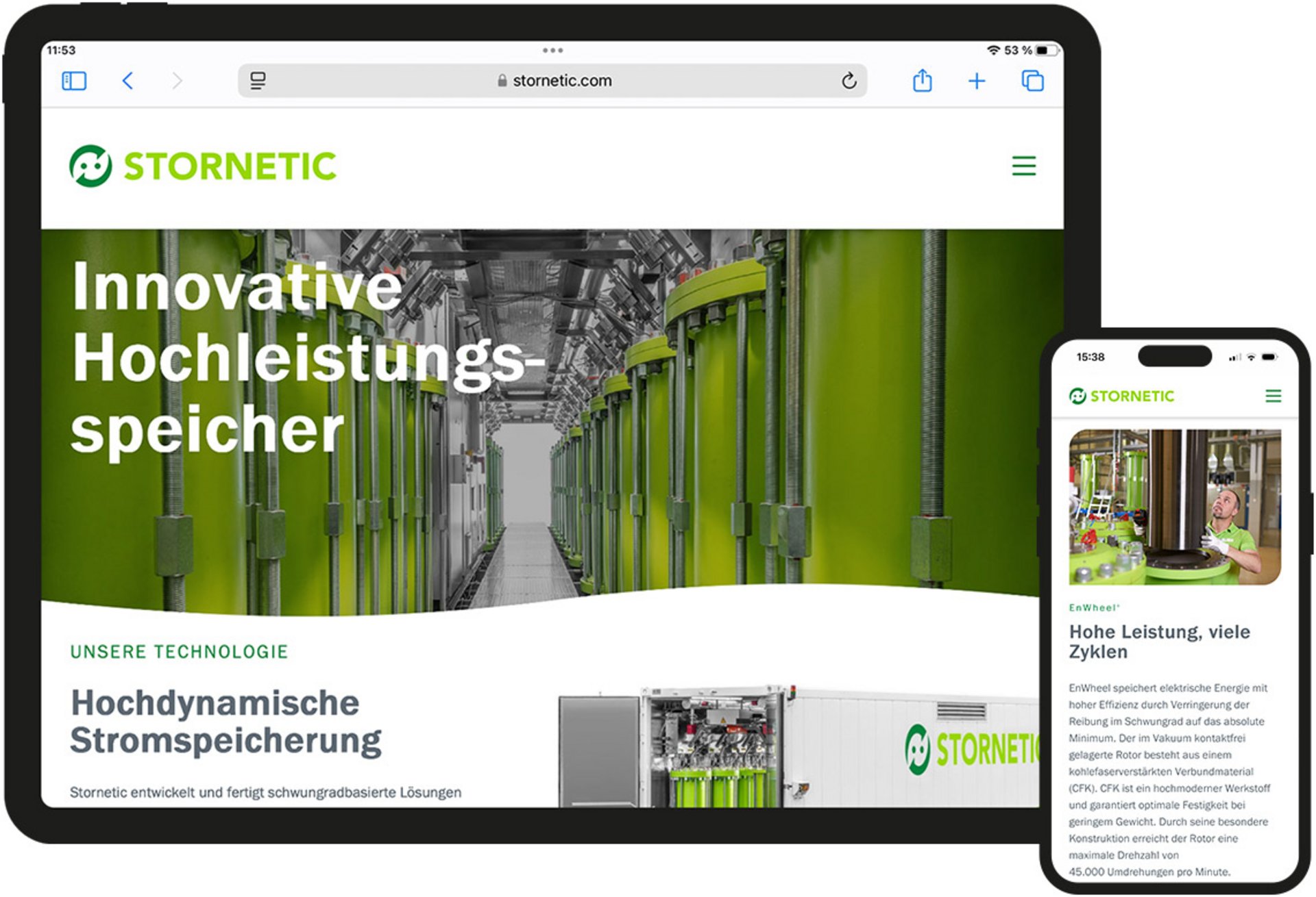 Tablet und Smartphone Ansicht des STORNETIC Marken Touchpoints Website