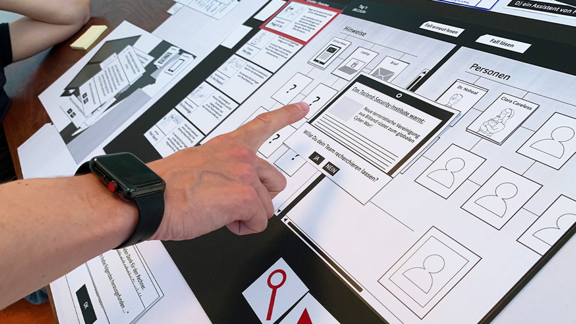 Freunde der Klarheit bei der Prototypen-Entwicklung des Cyber Security Game im Design Thinking Prozess für T-Systems