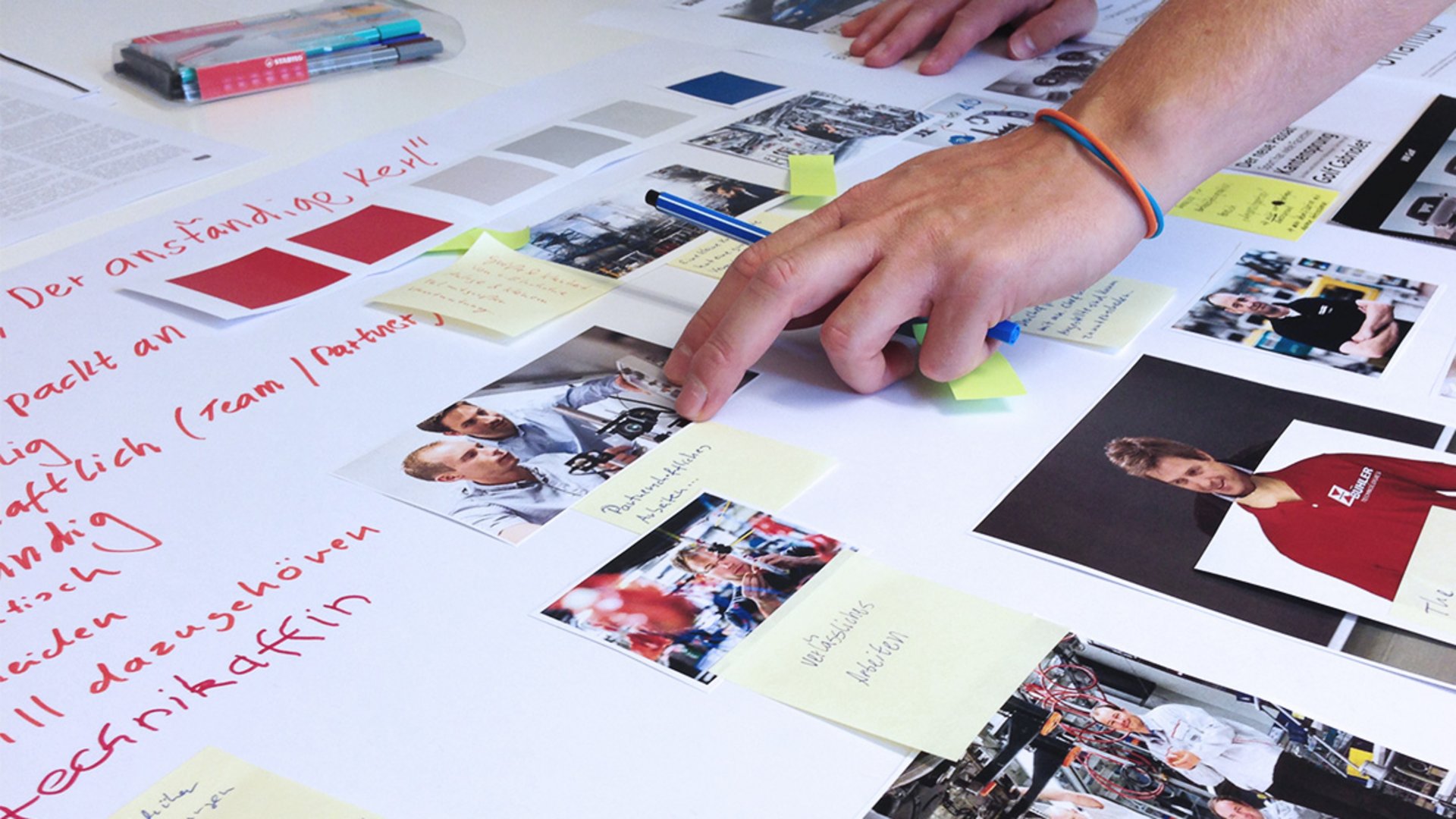 Auf Basis der BÜHLER Technologies Markenpositionierung erstellen Freunde der Klarheit ein Moodboard für das Corporate Design.